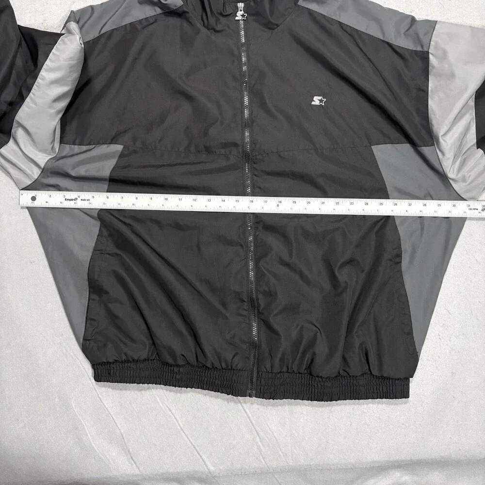 Starter Windbreaker Jacket Men's 2XL Black Full Zip Track Y2K